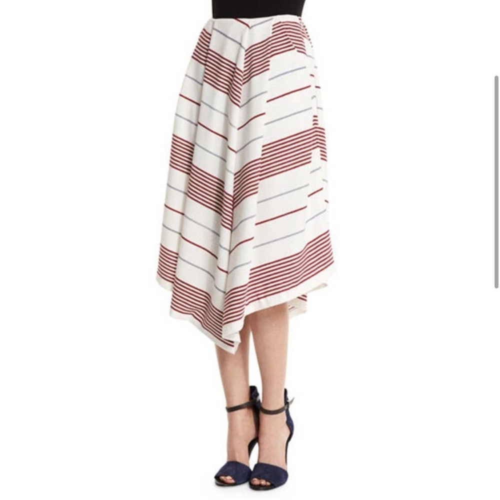 Elizabeth and James Watson Striped A-Line Skirt Pleated Midi